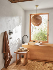 #color::natural | Maritza light wood and woven seagrass coastal style side table.
