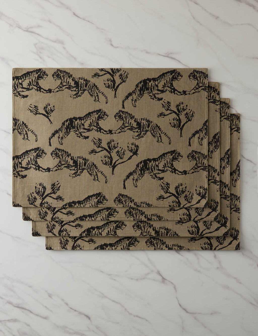 Tiger Linen Placemats (Set of 4) | Sand