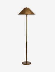 #color::brass | Tutton tapered metal shade floor lamp