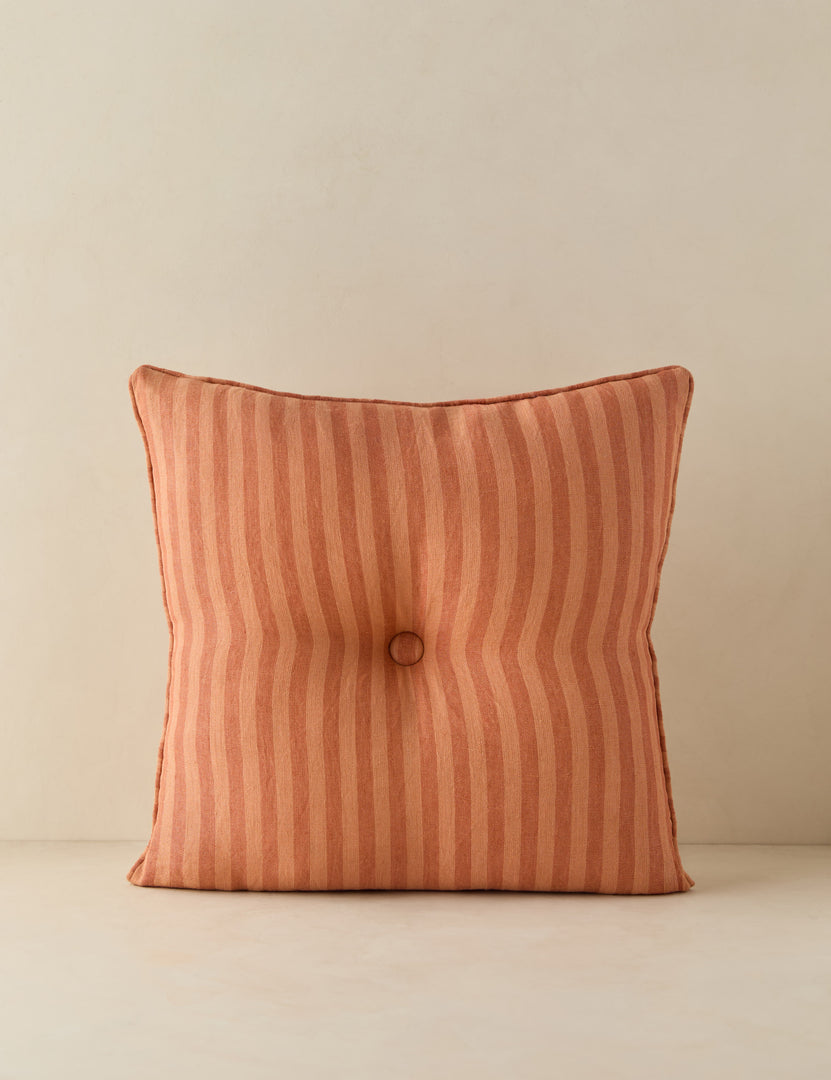 #style::square #color::saffron | Welby striped tufted button linen throw pillow by Aimee Song