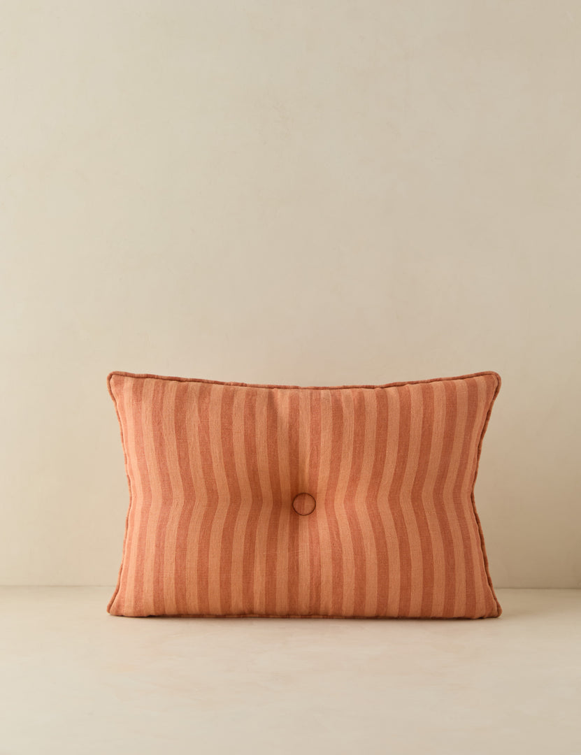 #style::lumbar #color::saffron | Welby striped tufted button linen throw pillow by Aimee Song