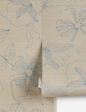 Winona Grasscloth Wallpaper Swatch by Sarah Sherman Samuel, Blue