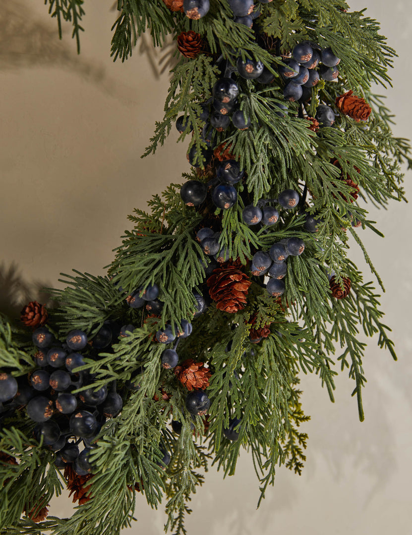 Faux Cypress with Pinecones + Berries Wreath