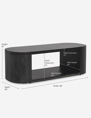 Dimensions on the Luna Oval Coffee Table