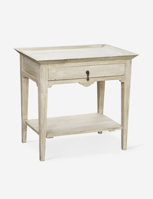 Marilla white washed Nightstand with a teardrop drawer