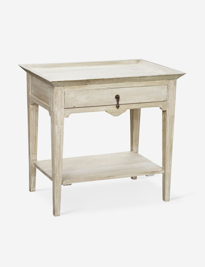| Marilla white washed Nightstand with a teardrop drawer