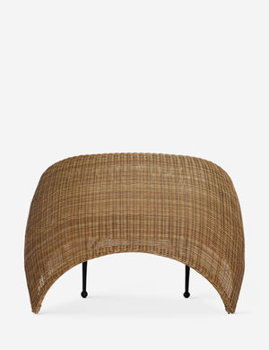Back of the Marisol sculptural wicker outdoor accent chair.