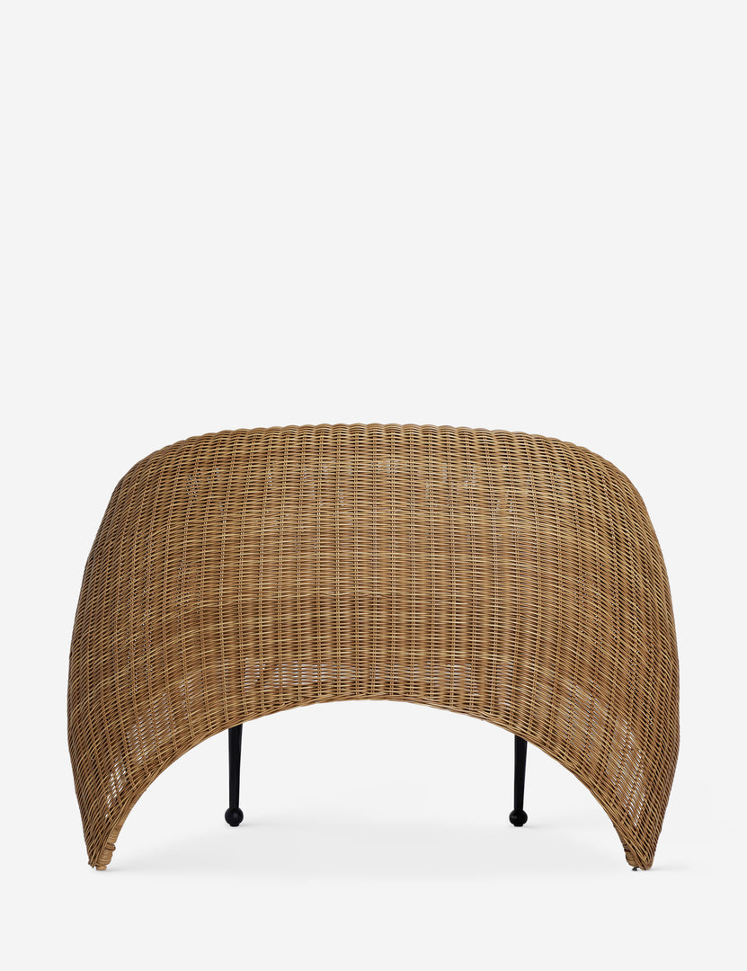#color::natural | Back of the Marisol sculptural wicker outdoor accent chair.