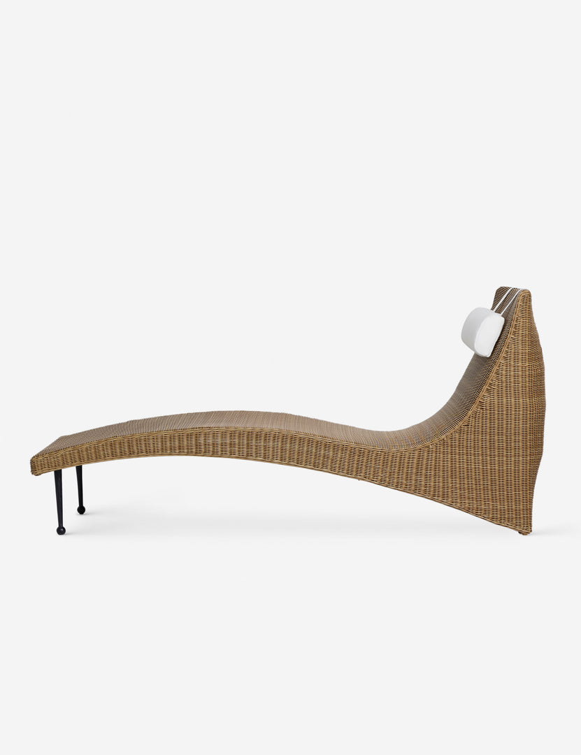 #color::natural | Side profile of the Marisol sculptural wicker outdoor chaise by Sarah Sherman Samuel.