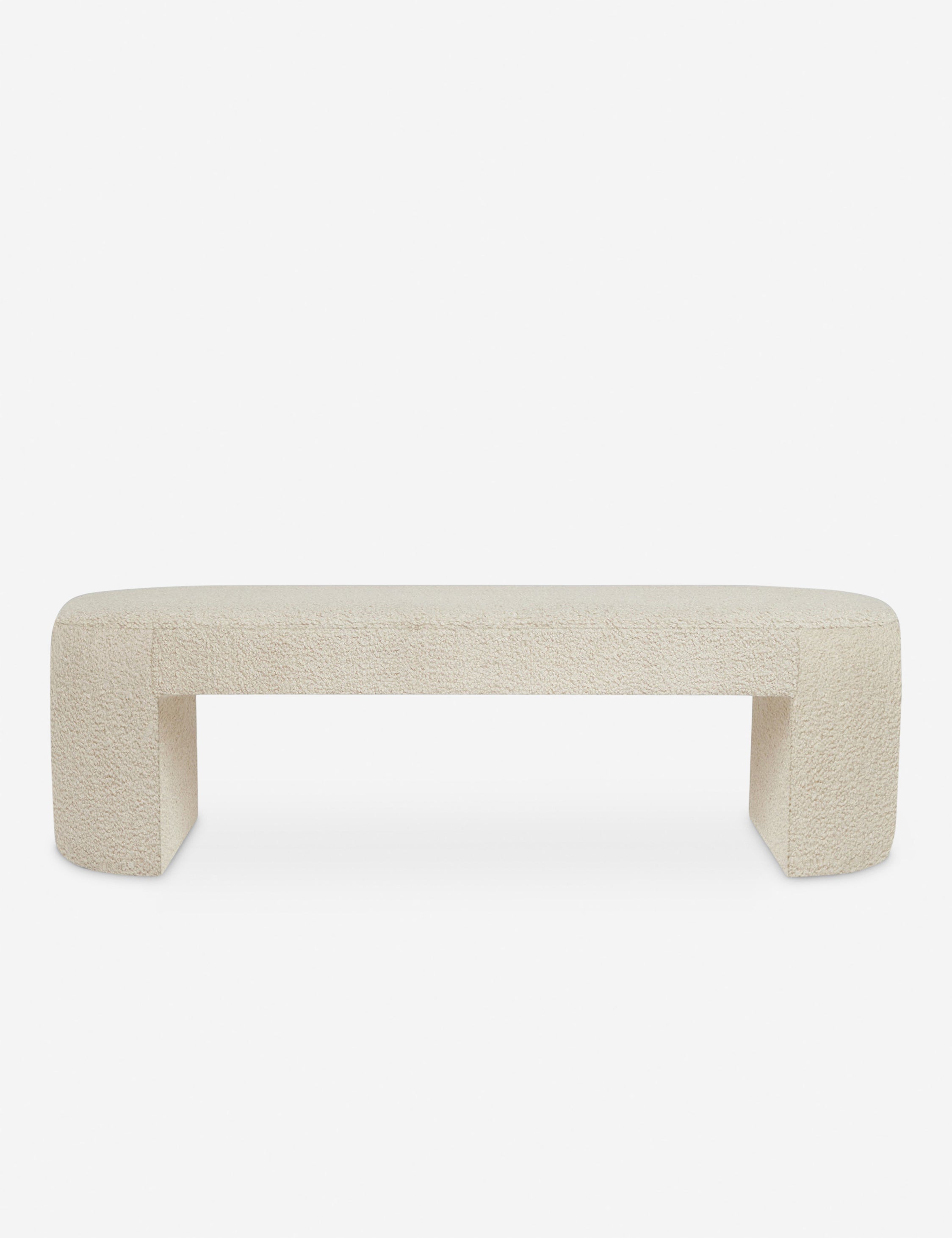 #color::cream-boucle | Mikhail cream boucle foam-padded bench.