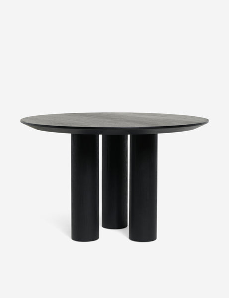 #color::black | Mojave round minimalist dining table in black.