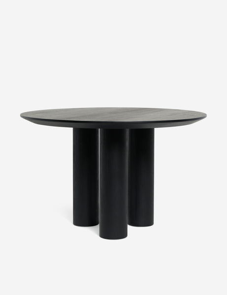 #color::black | Mojave round dining table in black.