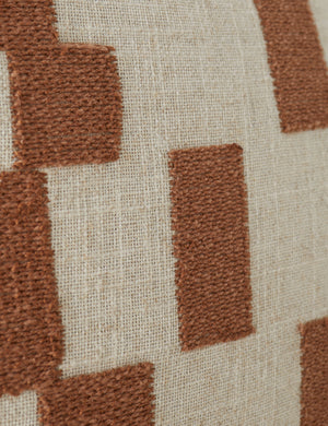 Close up of the pattern of the Mosaic Linen Lumbar Pillow by Elan Byrd.