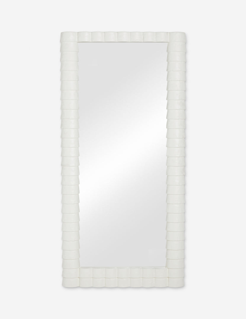 #color::white | Munro white sculptural modern floor mirror.