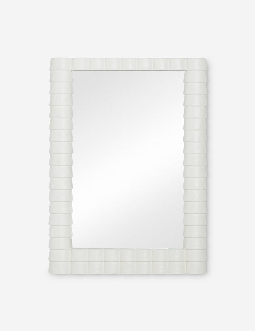 #color::white | Munro white sculptural modern wall mirror.