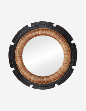 Eloy round woven natural fiber wall mirror.