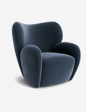 Open Box: Ovid Swivel Chair, Blue Modern Velvet by Aimee Song