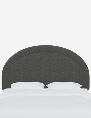 Odele Charcoal Gray Linen arched upholstered headboard with a melted border