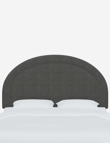 #color::charcoal-linen #size::full #size::queen #size::king #size::cal-king | Odele Charcoal Gray Linen arched upholstered headboard with a melted border