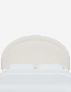 Odele Cream Sherpa arched upholstered headboard with a melted border