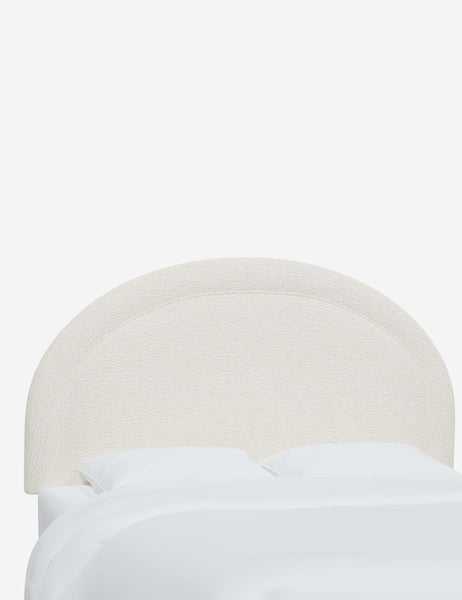 #color::cream-sherpa #size::full #size::queen #size::king #size::cal-king | Angled view of the Odele Cream Sherpa arched headboard