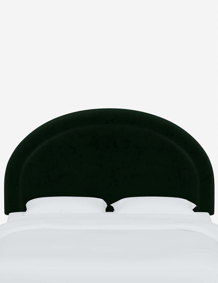 #color::emerald-velvet #size::full #size::queen #size::king #size::cal-king | Odele Emerald Green Velvet arched upholstered headboard with a melted border