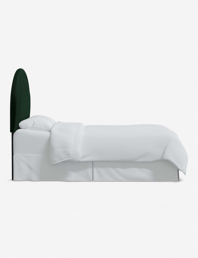 #color::emerald-velvet #size::full #size::queen #size::king #size::cal-king | Side of the Odele Emerald Green Velvet arched headboard