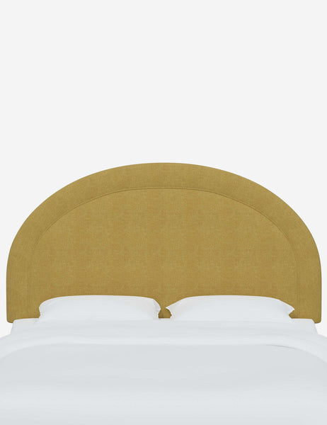 #color::golden-linen #size::full #size::queen #size::king #size::cal-king | Odele Golden Linen arched upholstered headboard with a melted border