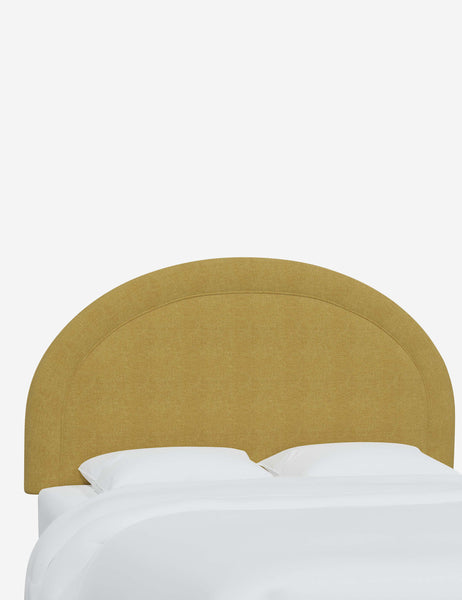 #color::golden-linen #size::full #size::queen #size::king #size::cal-king | Angled view of the Odele Golden Linen arched headboard