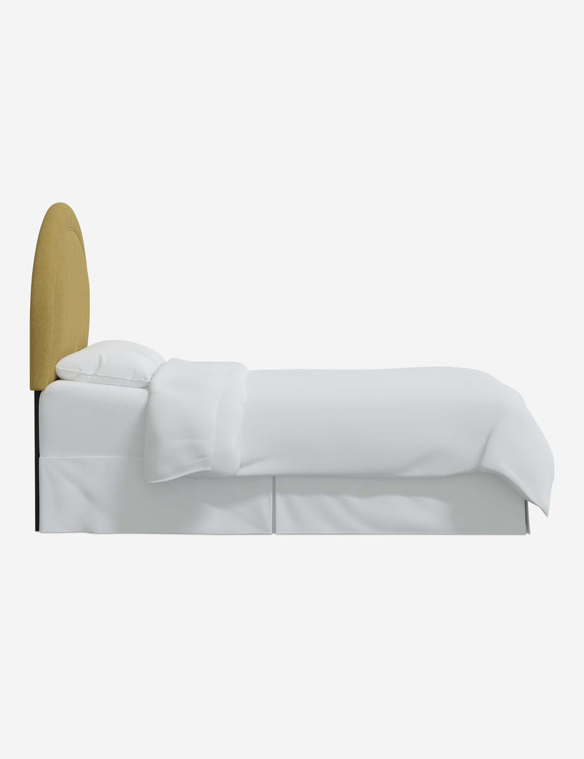 #color::golden-linen #size::full #size::queen #size::king #size::cal-king | Side of the Odele Golden Linen arched headboard