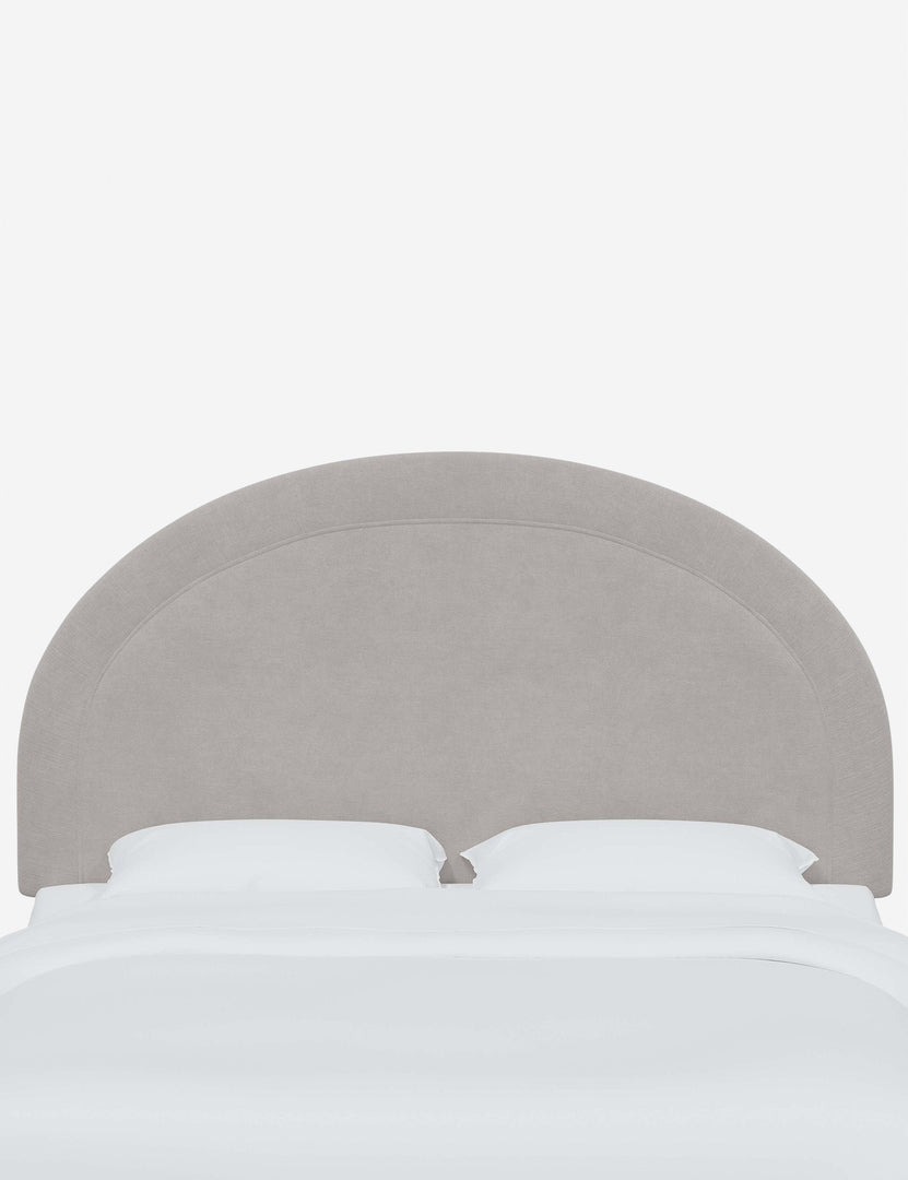 #color::mineral-velvet #size::full #size::queen #size::king #size::cal-king | Odele Mineral Gray Velvet arched upholstered headboard with a melted border