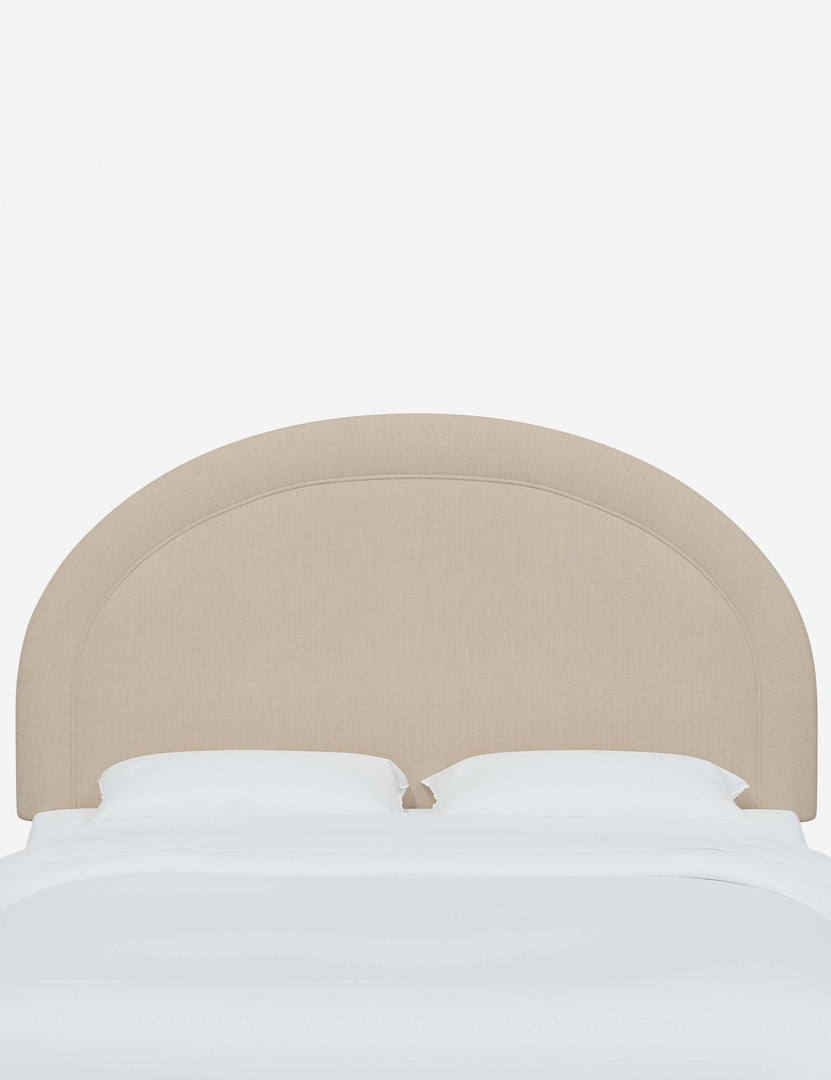 #color::natural-linen #size::full #size::queen #size::king #size::cal-king | Odele natural Linen arched upholstered headboard with a melted border