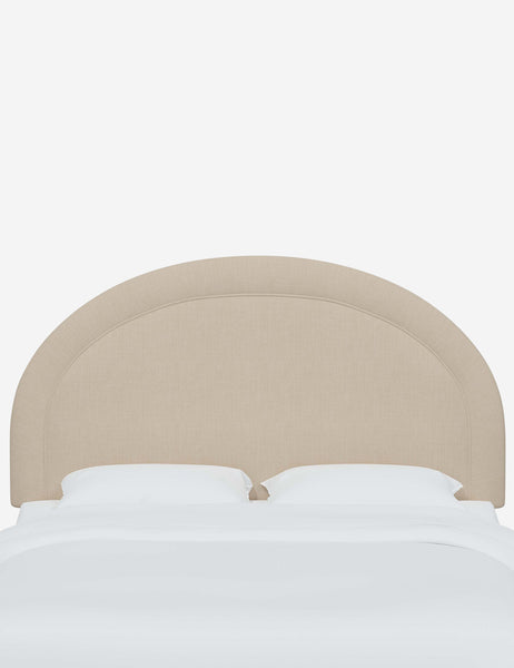 #color::natural-linen #size::full #size::queen #size::king #size::cal-king | Odele natural Linen arched upholstered headboard with a melted border