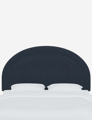 Odele Navy Linen arched upholstered headboard with a melted border