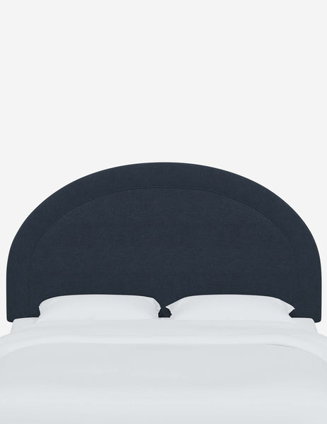 #color::navy-linen #size::full #size::queen #size::king #size::cal-king | Odele Navy Linen arched upholstered headboard with a melted border