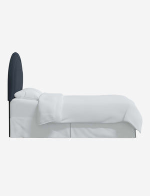 Side of the Odele Navy Linen arched headboard