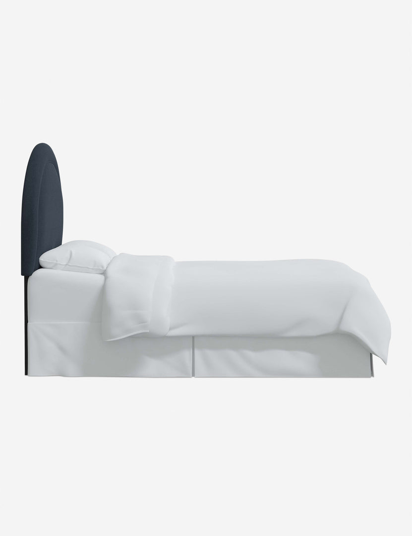 #color::navy-linen #size::full #size::queen #size::king #size::cal-king | Side of the Odele Navy Linen arched headboard