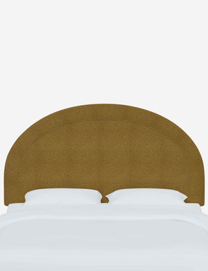 Odele ochre boucle arched upholstered headboard with a melted border