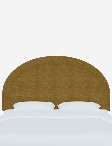 #color::ochre-boucle #size::full #size::queen #size::king #size::cal-king | Odele ochre boucle arched upholstered headboard with a melted border
