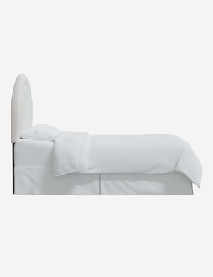 Side of the Odele Snow White Velvet arched headboard