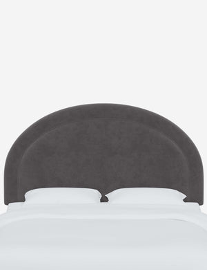Odele Steel Gray Velvet arched upholstered headboard with a melted border