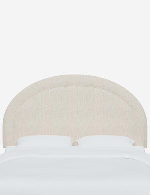 Odele Talc Linen arched upholstered headboard with a melted border