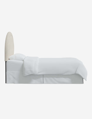 Side of the Odele Talc Linen arched headboard