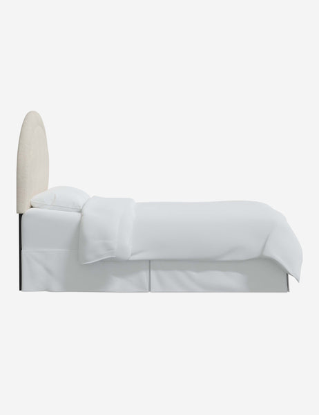 #color::talc-linen #size::full #size::queen #size::king #size::cal-king | Side of the Odele Talc Linen arched headboard