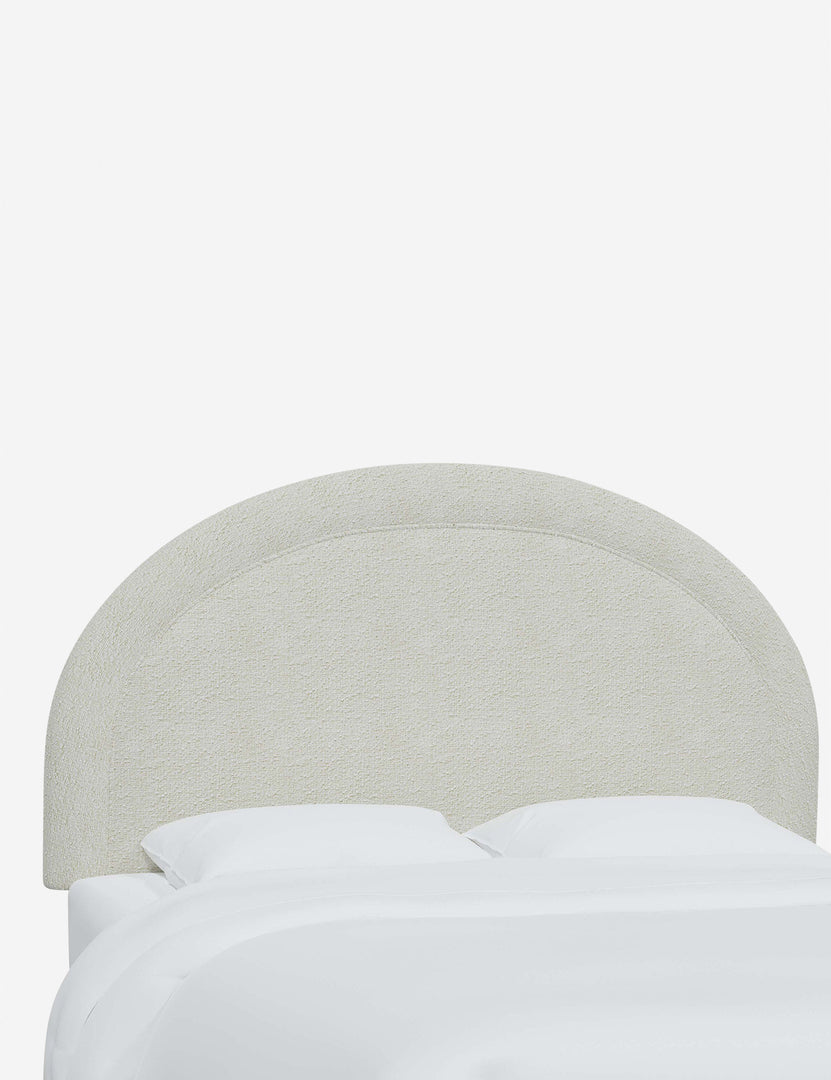 #color::white-boucle #size::full #size::queen #size::king #size::cal-king | Angled view of the Odele White Boucle arched headboard