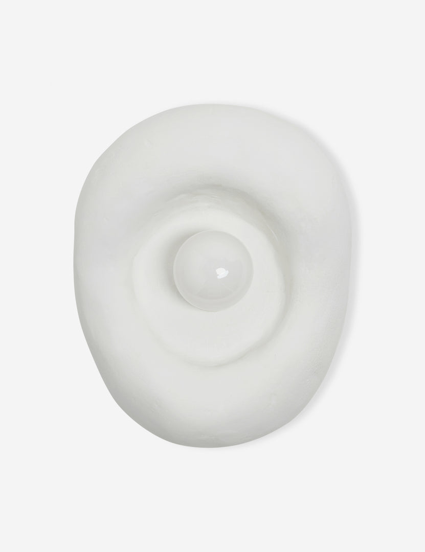 #color::white #size::single | Odette round matte white sculptural wall sconce