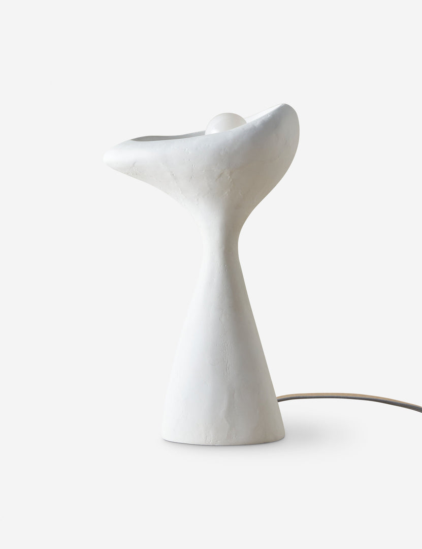 #color::white | Side view of the Odette matte white sculptural table lamp