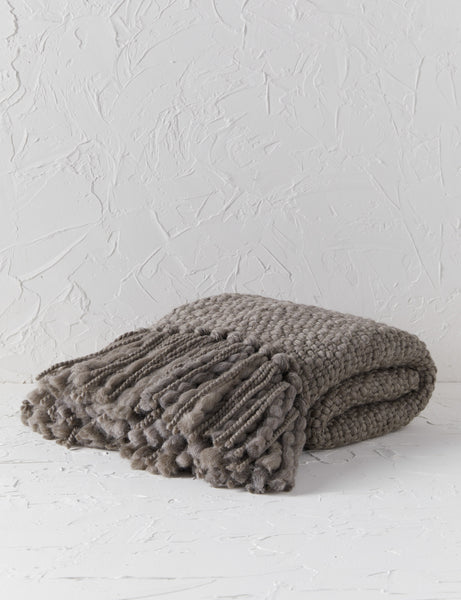 #color::mink | Olema mink gray handwoven throw with fringed ends