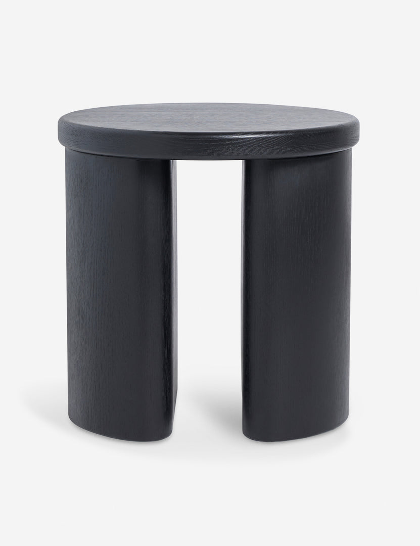 | Olga round modern black oak side table
