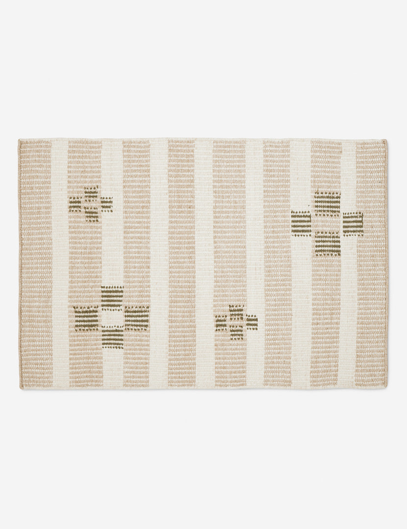 #size::2--x-3- | Orion handwoven neutral striped outdoor rug by Sarah Sherman Samuel.